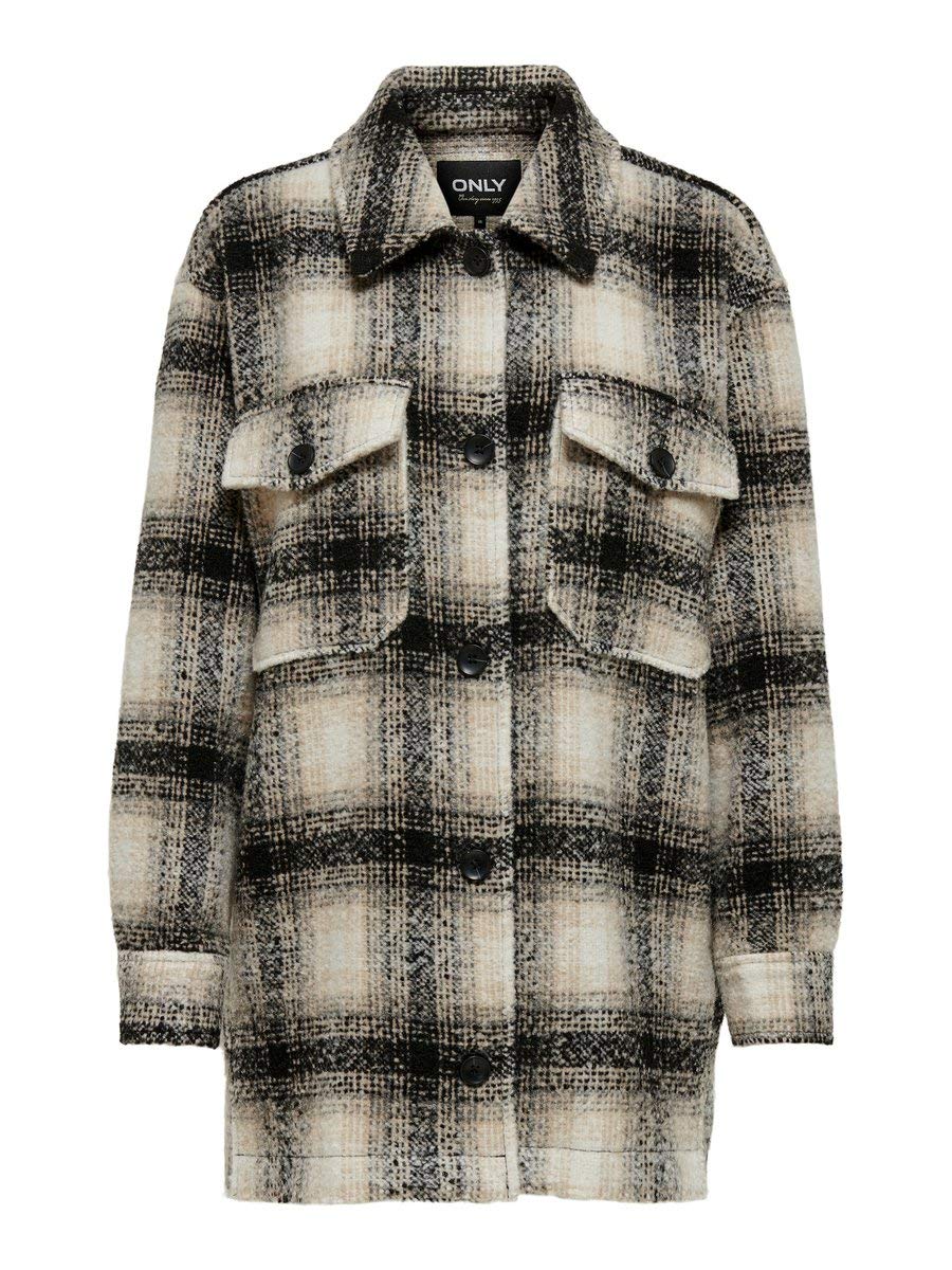 Only Women's Multicolor Checked Buttoned Coat With Classic Collar - Light Jackets - S- Jackets