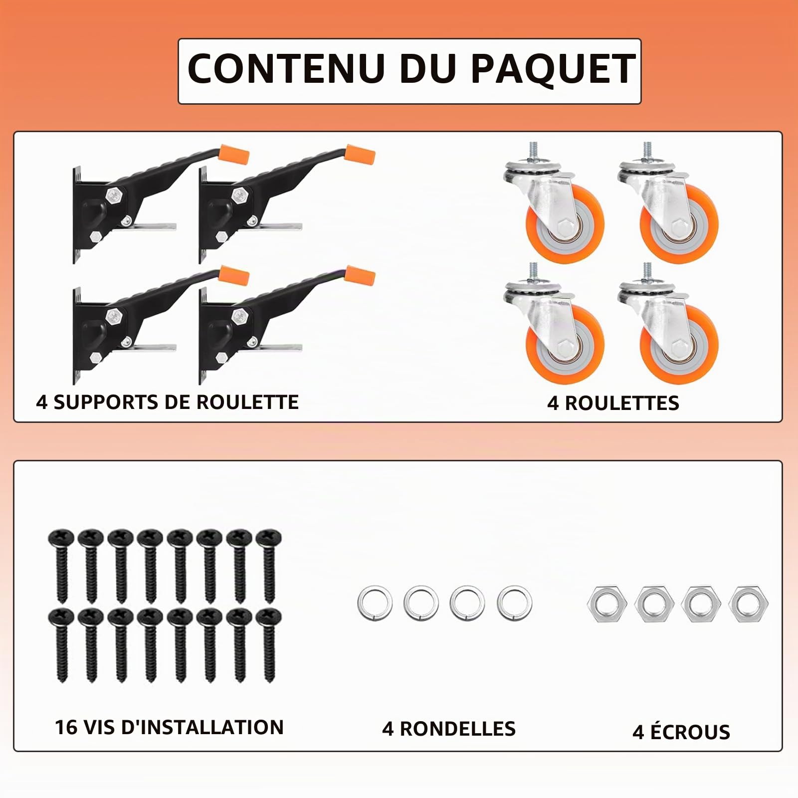 Lot de 4 Roulette Charge Lourde, 65 mm Roulettes pour Meubles, Roulettes Pivotantes Capacité de 300kg, Roulettes de Transport avec Fonction de Levage et d'abaissement pour Établis, Chariots