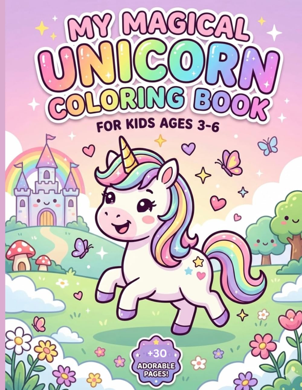 Unicorn Coloring Book for Kids: Fun and Easy Unicorn Coloring Pages for Toddlers and Preschoolers Ages 3–6