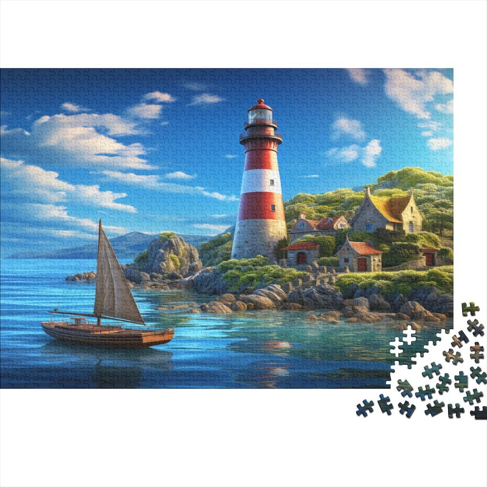 Klasyczne puzzle Lighthouse 1000 sztuk dla dorosłych, puzzle dla dzieci, puzzle intelektualna zabawka dekompresyjna edukacyjna zabawa rodzinna 1000 sztuk (75 x 50 cm)