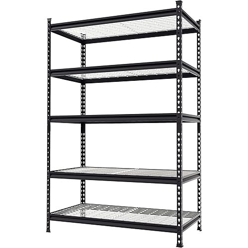 WORKPRO 5-Tier Metal Shelving Unit, 48”W x 24”D x 72”H, Heavy Duty Adjustable Storage Rack, 4000 lbs Load Capacity (Total), for Garage, Basement, Warehouse
