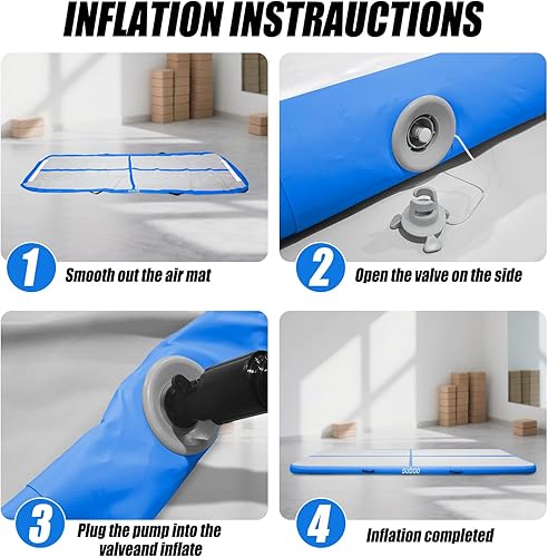 Miniatura 5 de Colchoneta inflable de gimnasia de 101316 pies de grosor de 4 pulgadas de grosor, con bomba de aire eléctrica para uso