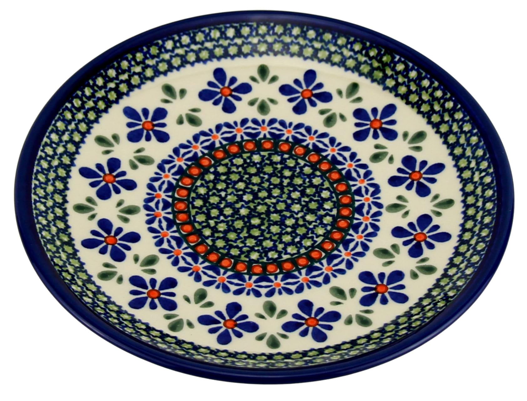 Polish Pottery Market Plate 7.5 Inch From Zaklady Ceramiczne Boleslawiec #Gu-814-du60 Unikat Pattern, 7.5 Inch Diameter