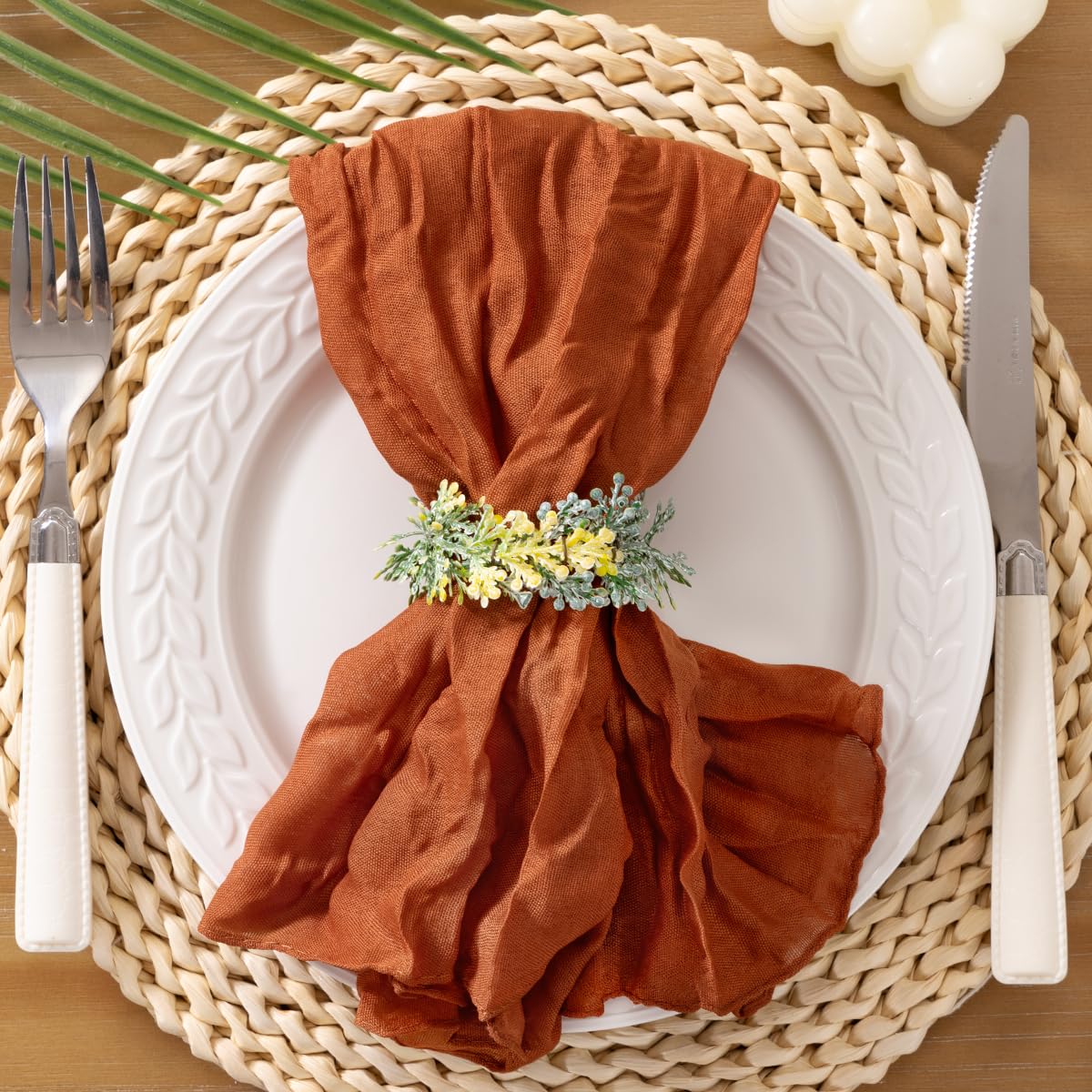 Socomi Terracotta Cheesecloth Napkins Fall Thanksgiving Fall Cheese Cloths Gauze Set of 10 Boho Washable Dinner Table Napkins for Wedding Party Baby Shower Birthday Party Decor