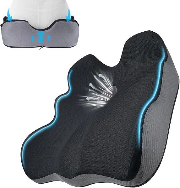 lefarfadet Seat Cushion, X-Large Memory Foam Office Chair Cushion, for Pressure Relief Sciatica & Pain Relief for Long Sitting Hours on Office/Home Chair, Car, Wheelchair