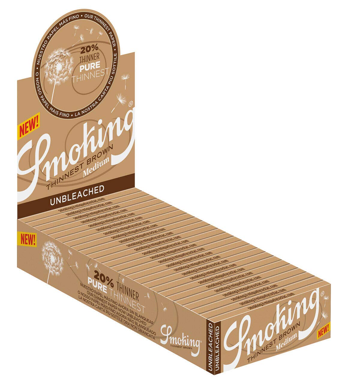 25 Pk Thinnest Brown Unbleached Medium 1-1/4 RYO Cigarette Rolling Paper