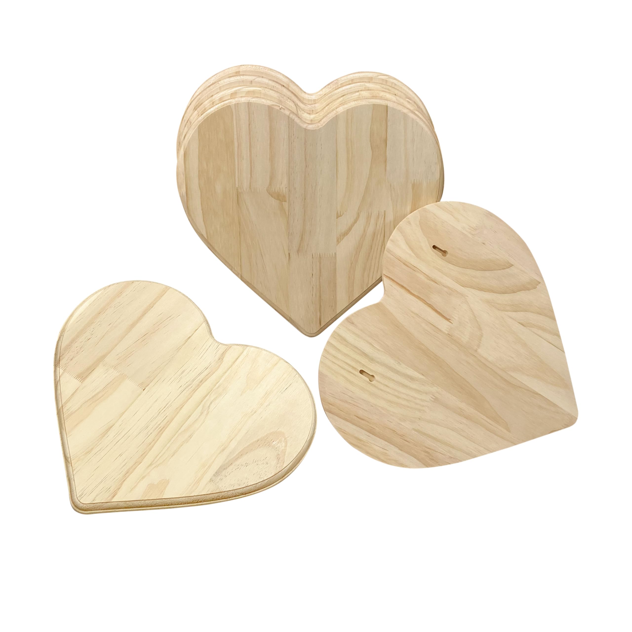 Herzförmige Holzleinwand, 33 x 30,5 cm, 1,4 cm dick, unlackiertes Holzschild, großes Naturholz, Herzschilder für Wanddekoration, 6 Stück