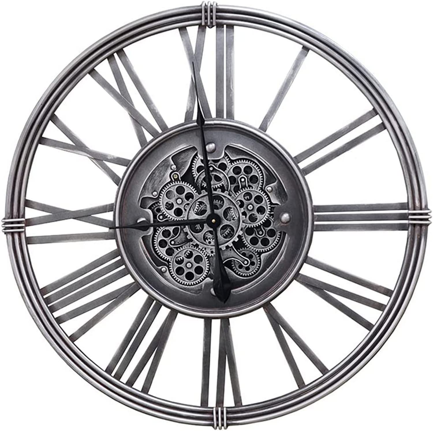 SaryEdge Wall Clock Modern Art Wall Clock Silent Wall Clock, European Vintage Clock with Roman Numerals, Non-Ticking Operated Decorative Clock for Home Kitchen Easy to Rea,