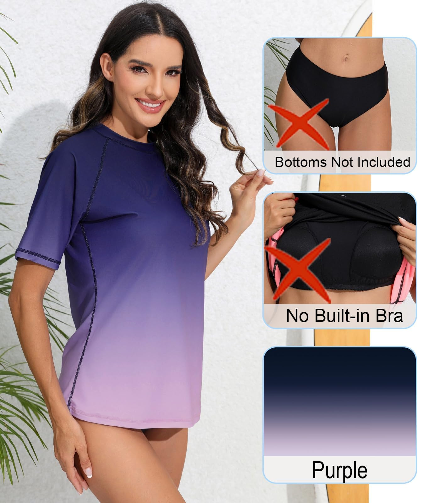 Halcurt Traje de baño de manga corta para mujer, camiseta de natación con protección UPF50+, de secado rápido