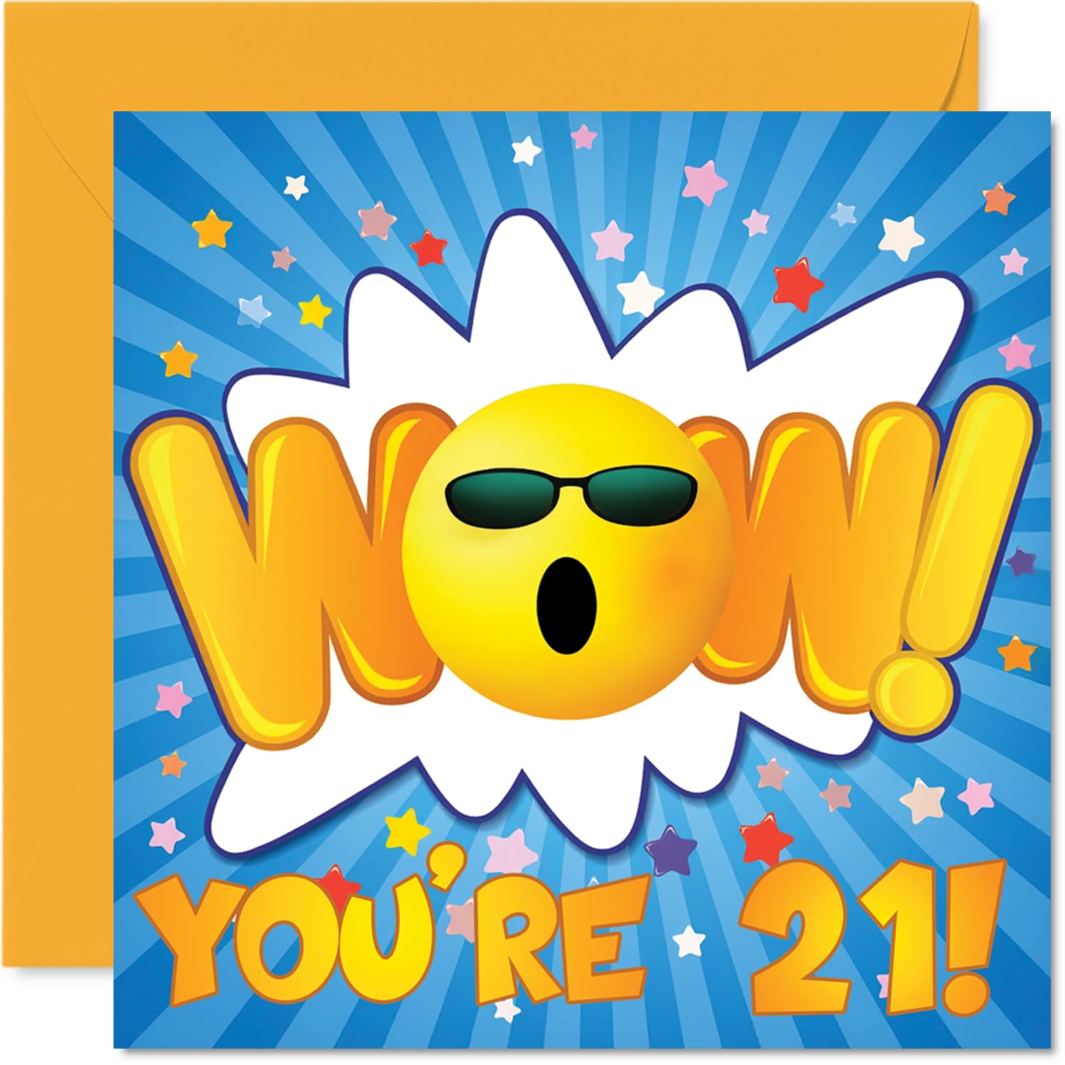21st Birthday Cards for Women Men - WOW - Happy Birthday Card for 21 Year Old Woman Man Sister Friend Cousin Uncle, 145mm Bday Greeting Cards