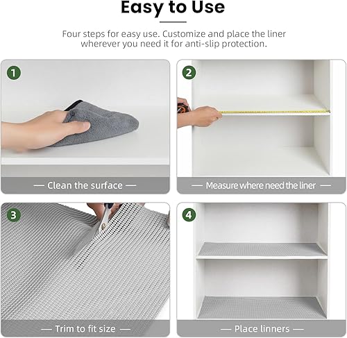 Vista 41 de BAGAIL - Forro para cajones y estantes, 17.5 x 20 pies, revestimientos de estantes no adhesivos para armarios de cocina, forros gruesos de agarre