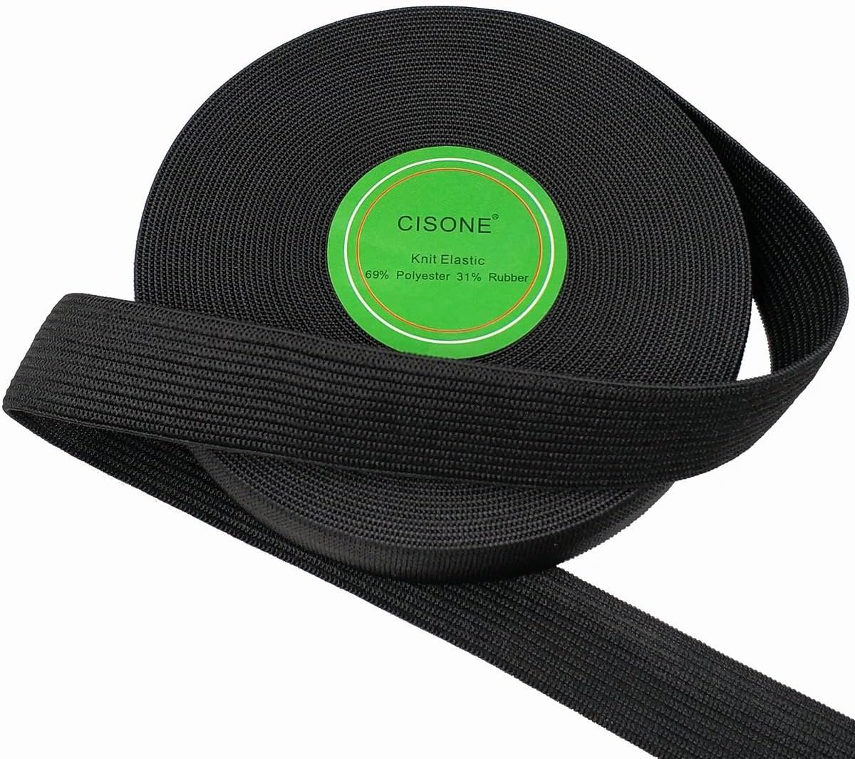 CISONE Knit Elastic 3/4 Inch Wide Black Heavy Stretch High Elasticity Knit Elastic Band 10 Yards