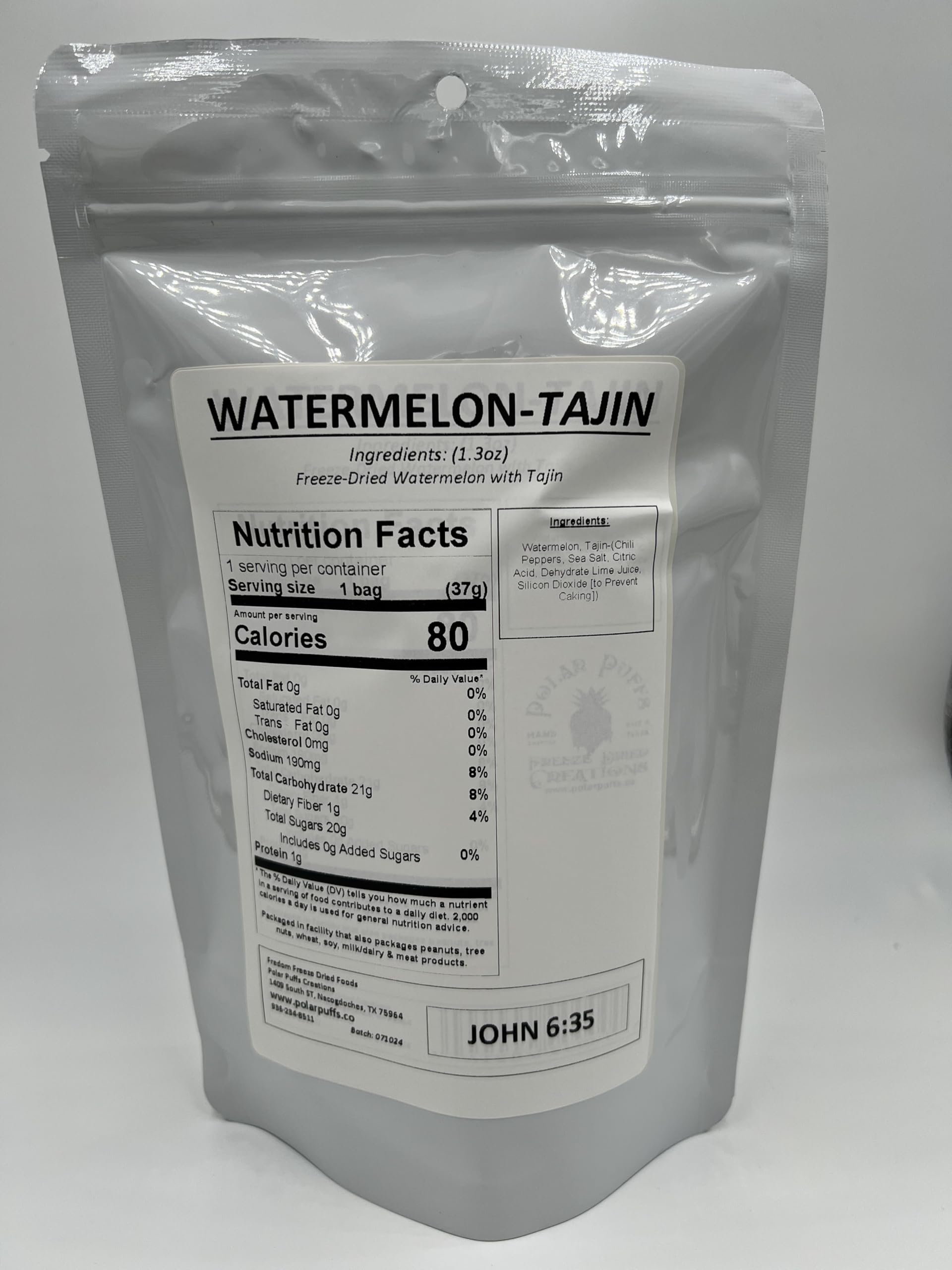 Freedom Freeze Dried Foods Watermelon with Tajin, Nutritious Snack, Freeze Dried Fruit, Hiking, Camping, Backpacking, Hunting, Fishing, Zesty Tajin Kick, Sweet Watermelon Strips, Freeze Dried Food,