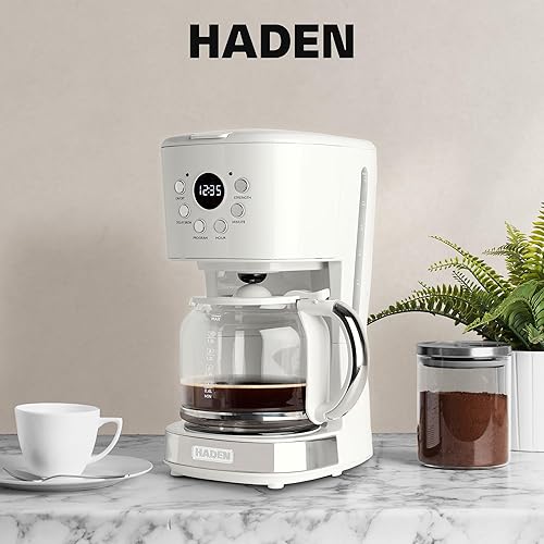 Miniatura 8 de HADEN Cafetera, cafetera de goteo de 12 tazas con hervidor eléctrico Heritage de acero inoxidable de 1.7 litros, marfil y cromado negro (Black &