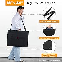 Vista 2 de Nicpro Bolsa de Portafolio de Arte Ligera, Estuche de Portafolio de Lona de Arte Negro de 18x24 pulgadas con Correa de Hombro Desmontable, Esquinas