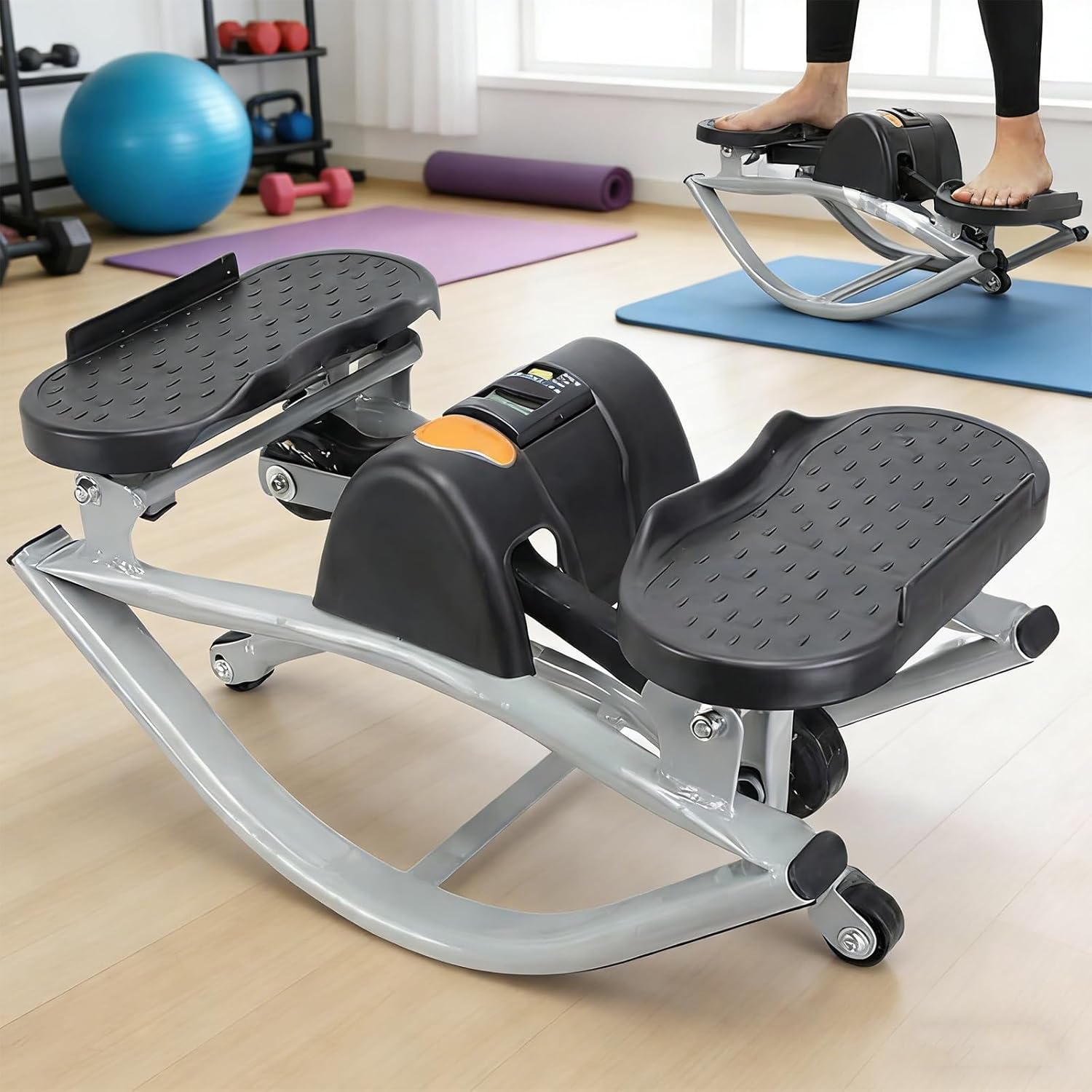 Lateral Rocking Stepper Machine, Side to Side Rock Stepper Workout Equipment for Home, Apartment, Dorm and Office, Portable Compact Leg and Glute Trainer for Low-Impact Exercise