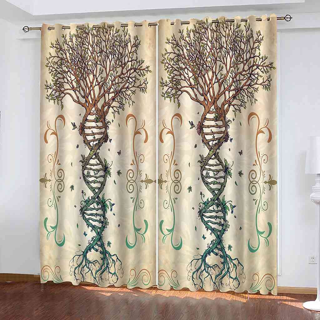 Rideau occultant pour salon d'enfants et cuisine au motif arbre créatif