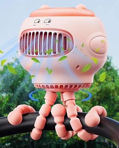 coldSky Ventilador para cochecito de bebé, sin aspas, oscilante automático 130, 4 velocidades, rosa