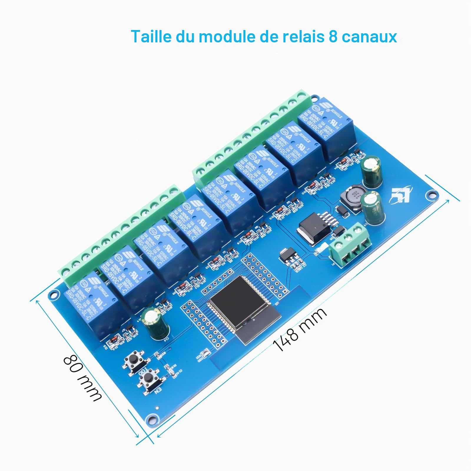 Binghe 8 Canaux ESP Module de Relais, DC5-30V Relais ESP WIFI Bluetooth 8 relais avec Carte de développement ESP-32-WROOM pour Carte de Développement Secondaire ESP（LC-Relay-ESP-32-8R-D5）
