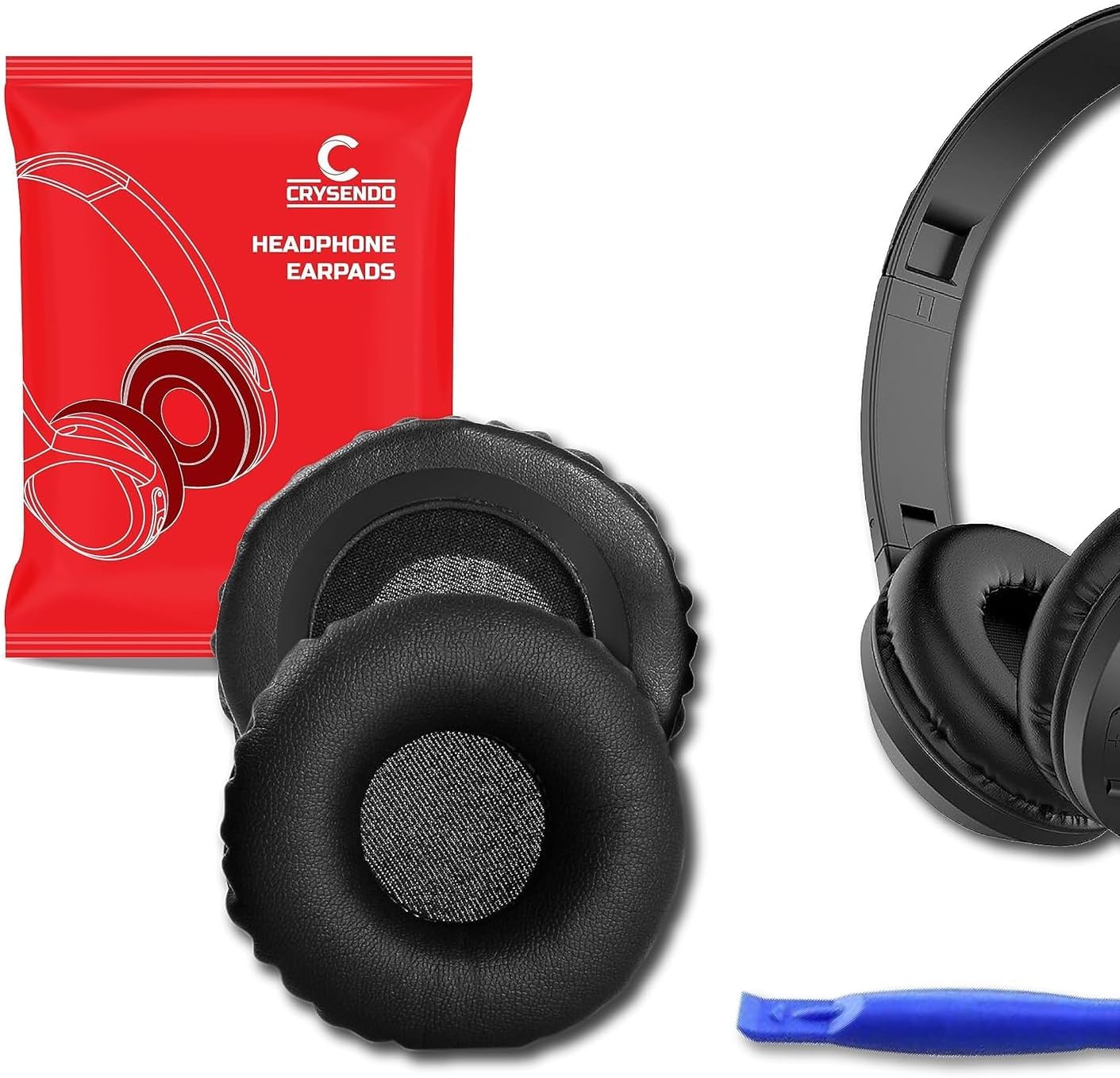Crysendo Headphone Cushion Compatible with JBL C300SI, T250SI, T450, T460BT, T600 520BT Headphone | 70mm Protein Leather & Soft Foam Ear Cushion Ear Pads (Black)