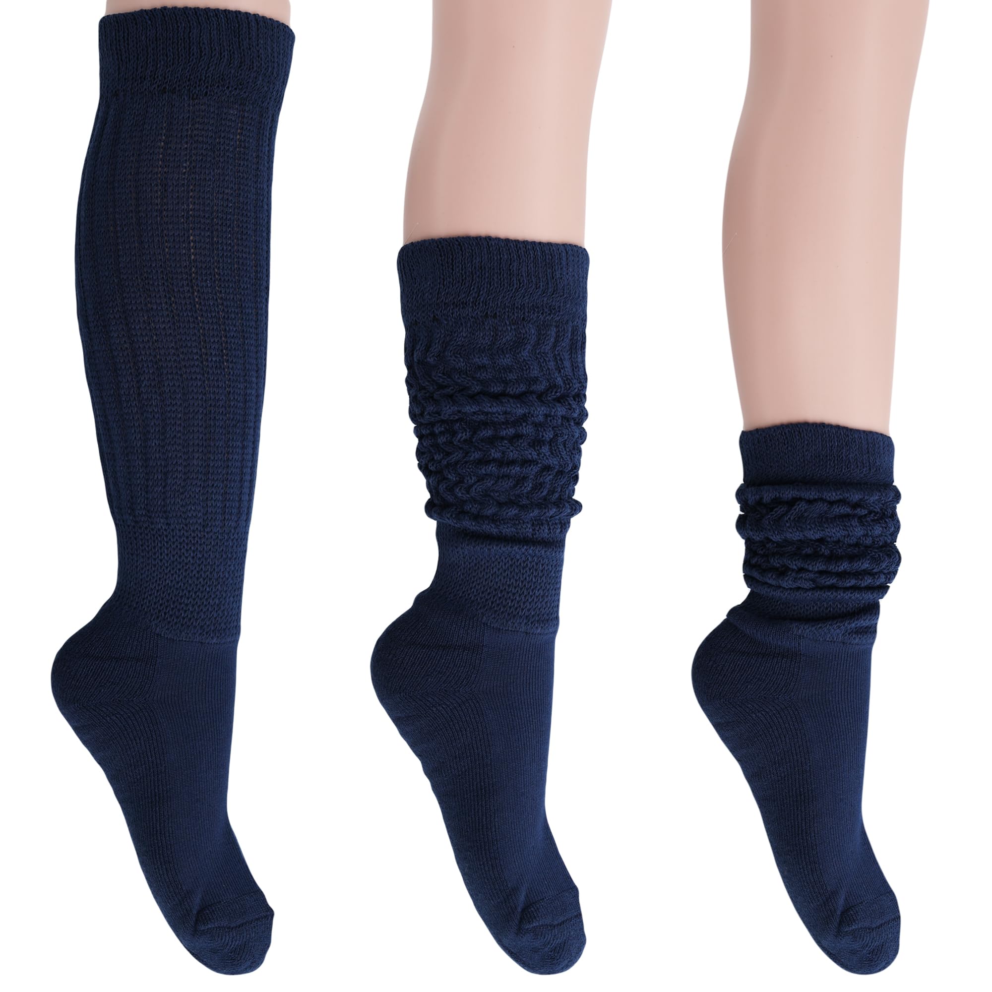 AWS/American Made 2 Pairs Women's Slouchy Scrunch Knee-High Boot Socks for Casual Wear and Comfort