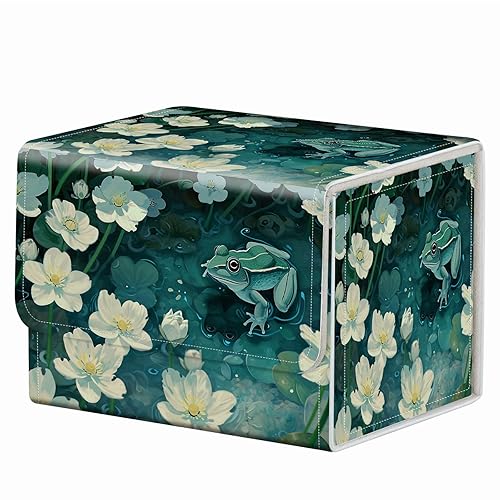 RMJKXQZG Strong Magnet MTG Demon Deck Box Playing Card Case Magic The Gathering Commander Deck Box Creative Pattern Trading Card Storage Box for Collectible Games, The Green Frog In The Pond - 1 pack - The Green Frog In The Pond