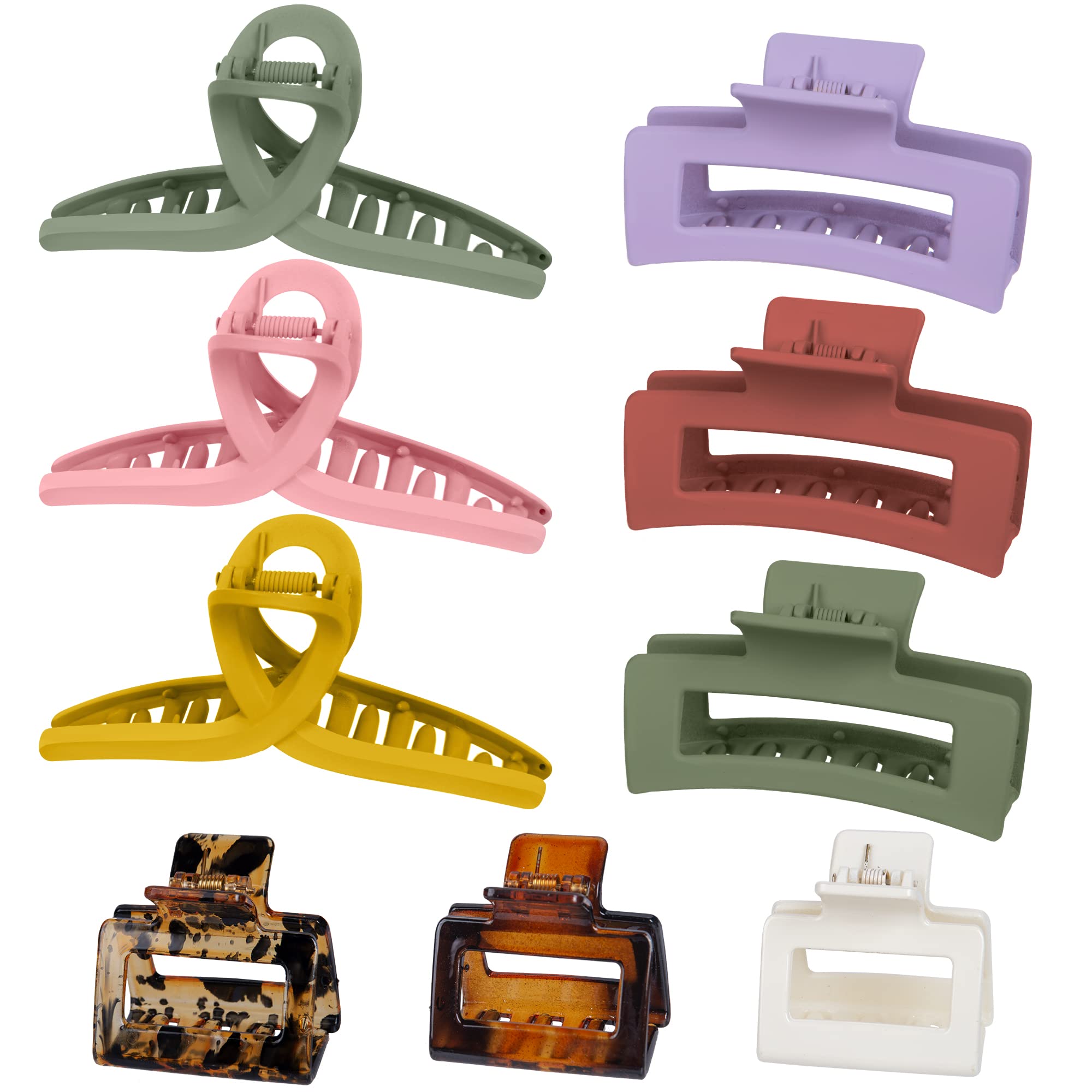 SuperX 9 Pcs Hair Claw Clips for Women 4.3" Anti Slip Large Claw Hair Clips for Thick Hairs | French Design Fashion Hair Styling holiday essentials