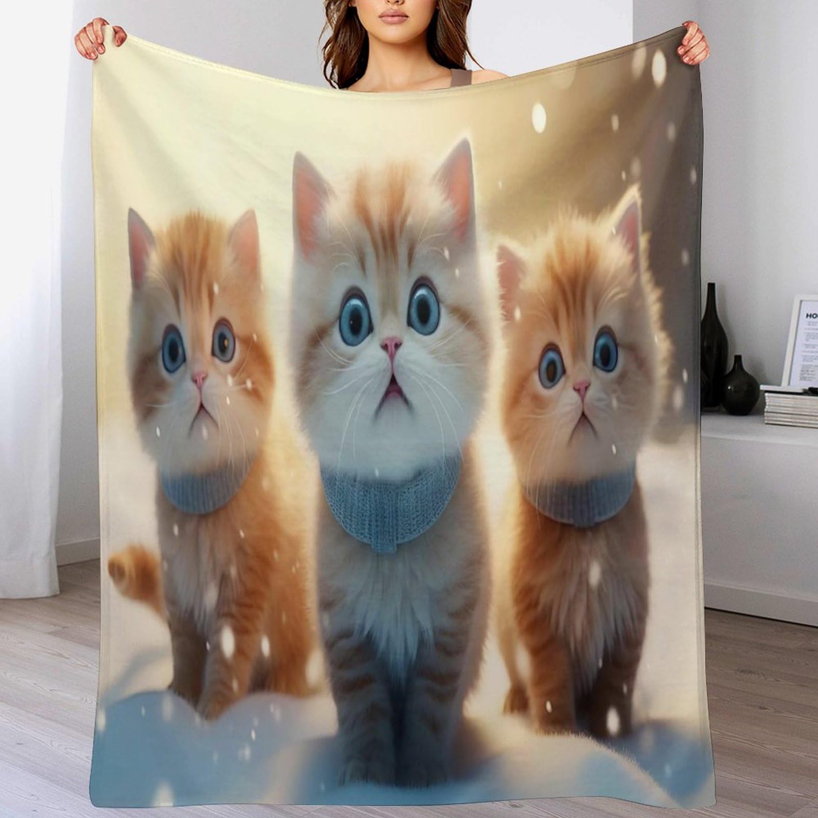 Couverture chat en flannel anti-froid legere et douce pour soulager les nuits fraiches
