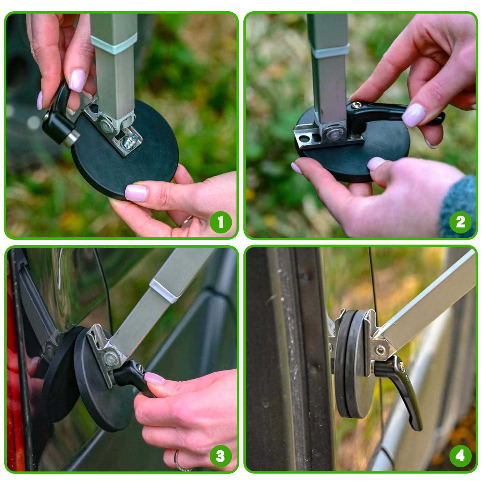 Markisenhalter mit Magnet (2 Stück) | Halterung für Markisenfuß | Markisenfusshalter Passend für Thule, Fiamma, Dometic | Zubehör für Wohnmobil, Camper, Kastenwagen & Van