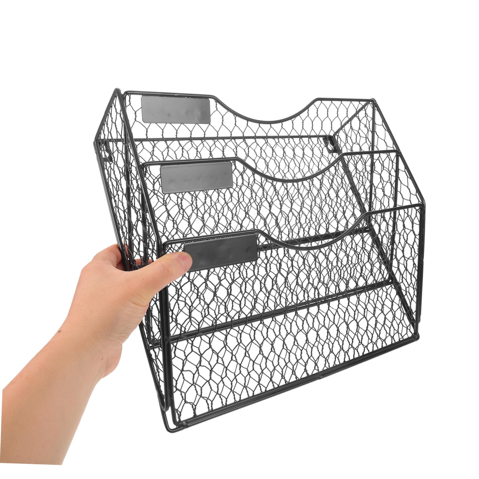 VILLCASE Organizador de Archivos de Pared Negro de Metal 3 Compartimentos y Diseño Moderno para Oficina y Escuela, Ahorra Espacio y Mantiene Documentos Ordenados