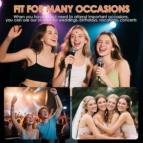 Miniatura 7 de AUSLKA Parches de espinillas de estrella (360 piezas) lindos parches para cara, calcomanías de estrellas con ácido salicílico, parches hidrocoloides