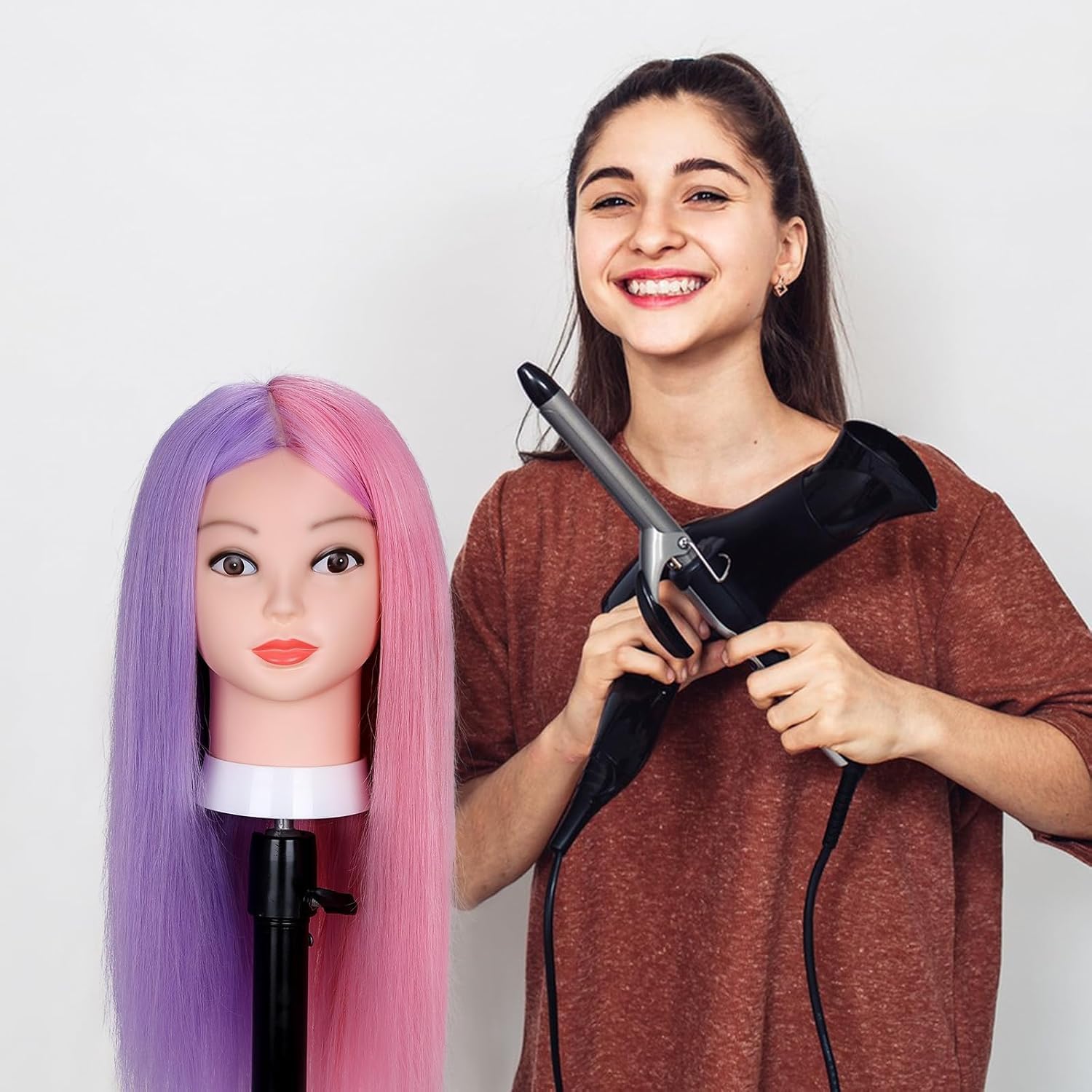 Testa Studio Manichini, TopDirect 66cm/26" Capelli Colorati Parrucchiere Cosmetologia Formazione Manichino Pratica Modello con Morsetto & DIY Accessori per Capelli