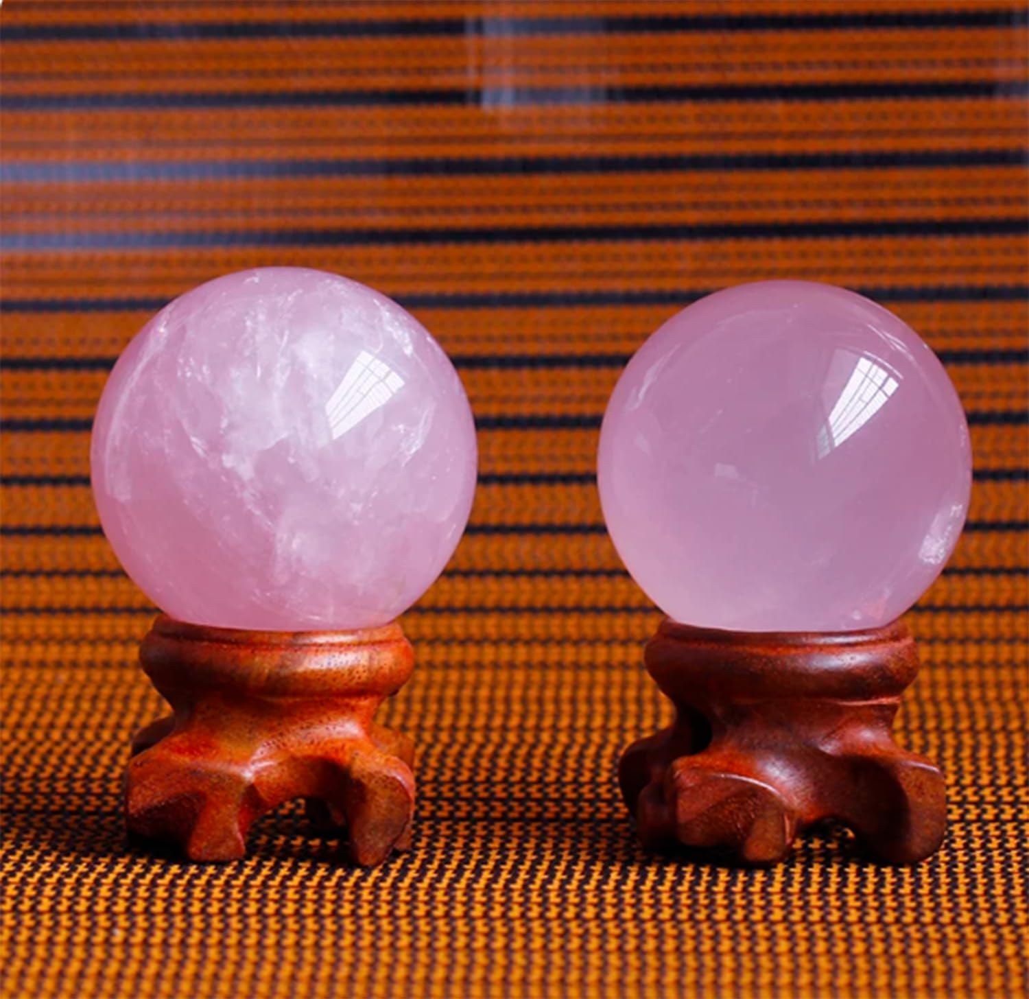 Bola de cristales de cuarzo rosa natural, esfera de gema curativa soporte