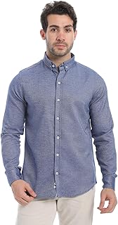 قميص كلاسيك مرقش مصنوع من القطن بأكمام طويلة وتصميم غربي للرجال من اندورا