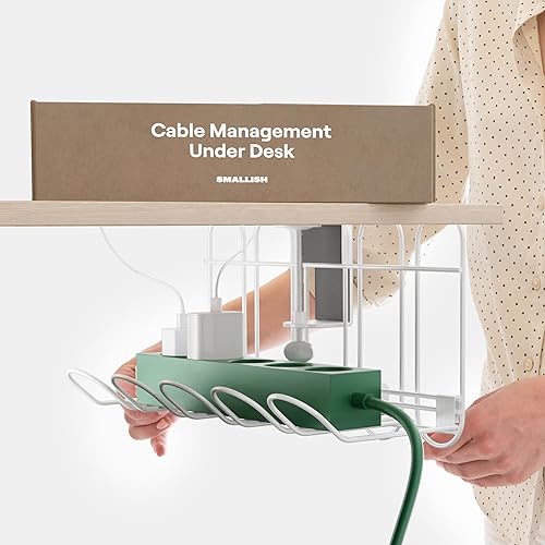 CarryUp - Bandeja de cables para debajo del escritorio, abrazadera de gestión de cables sin taladro, organizador de cables de computadora, soporte y