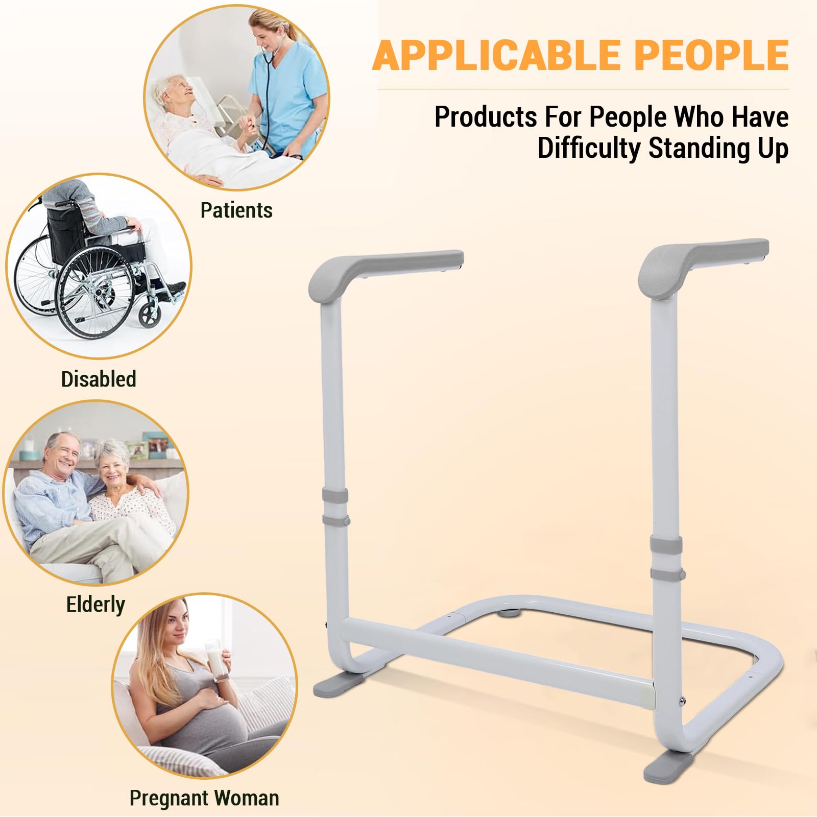 Canapé D'aide Au Relevage, 6 Hauteurs Réglables, 62 x 49,5 x 67,8 à 80,3 cm, Aide au Redressement pour Les Personnes âgées, Aide à La Mobilité pour La Vie Quotidienne, Les Patients et Les Personnes