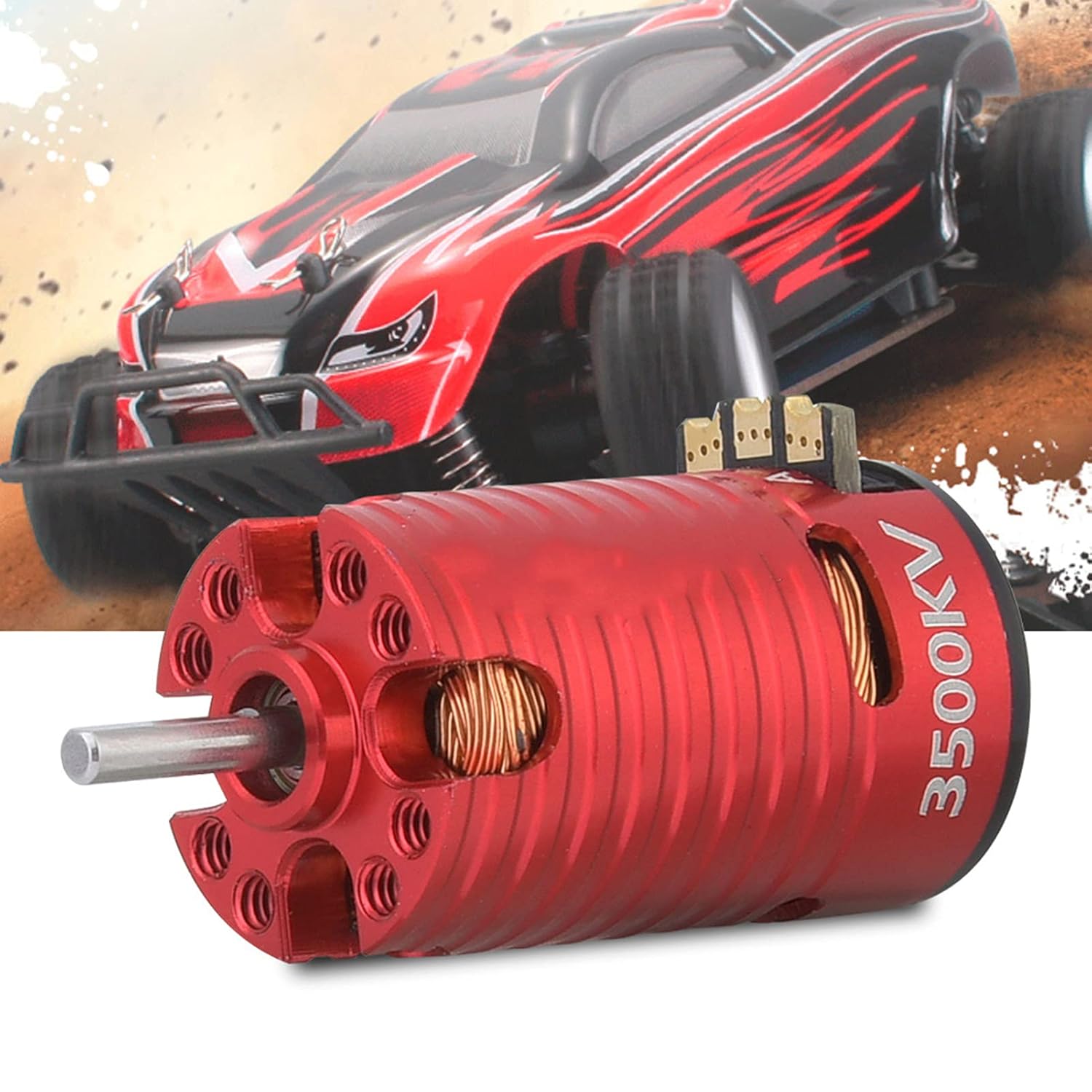 RC Brushless Motor, 3500KV 2Poles Brushless Motor RC Scale Short Course Truck for 1/24 1/28 Model Car 1/28 Motor