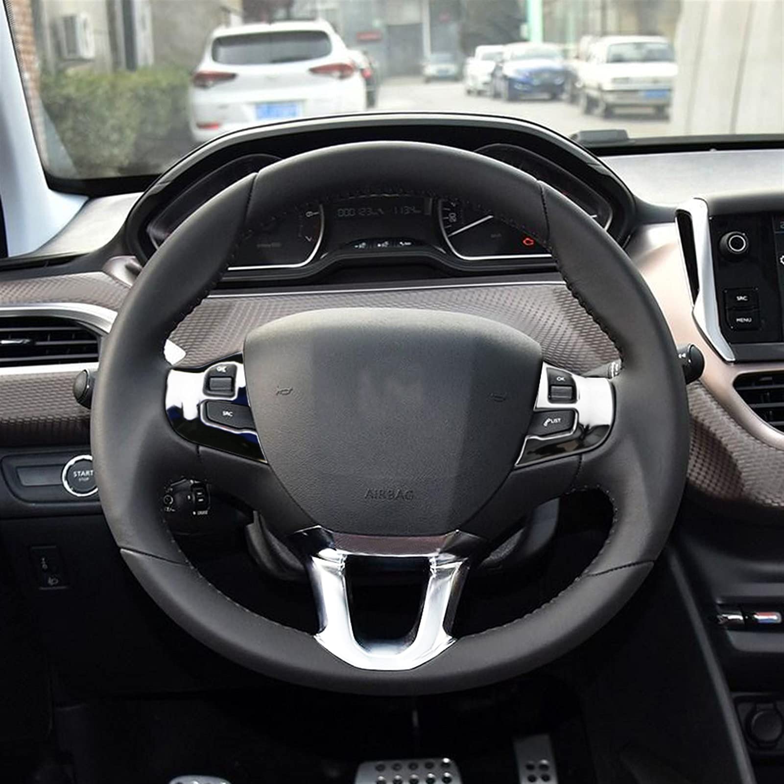 Adhesivos Decorativos Para Botones Del Volante Peugeot 2008 (2014-2019) - Plata Brillante, Protección Antiarañazos