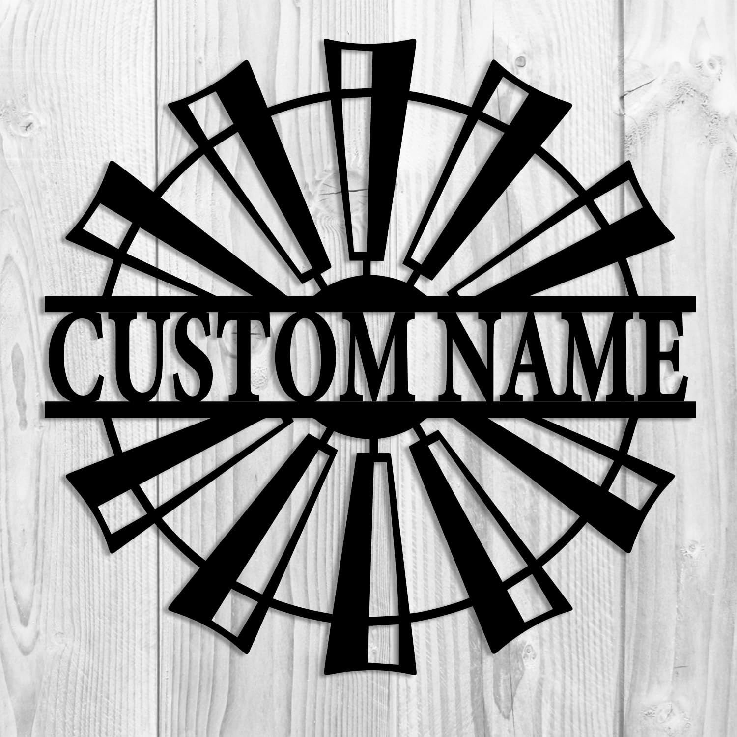 Houdoum Style B Personalized Windmill Wall Decor,Personalized Windmill Sign,Custom Windmill Decor,Windmill Metal Family Name Sign,Personalized Windmill Metal Wall Decor (Style B)