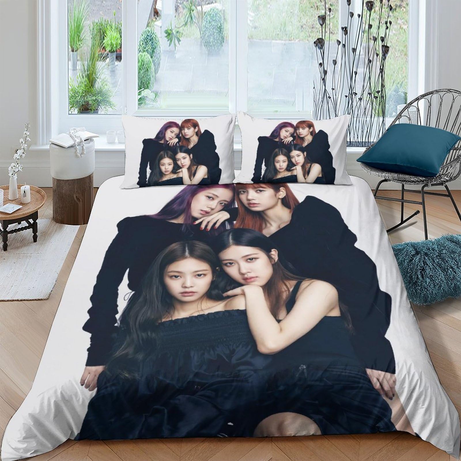 Parure De Lit 3D Black Pink - Housse De Couette + Taies - Microfibre - Taille Simple 140x200 Cm - 11