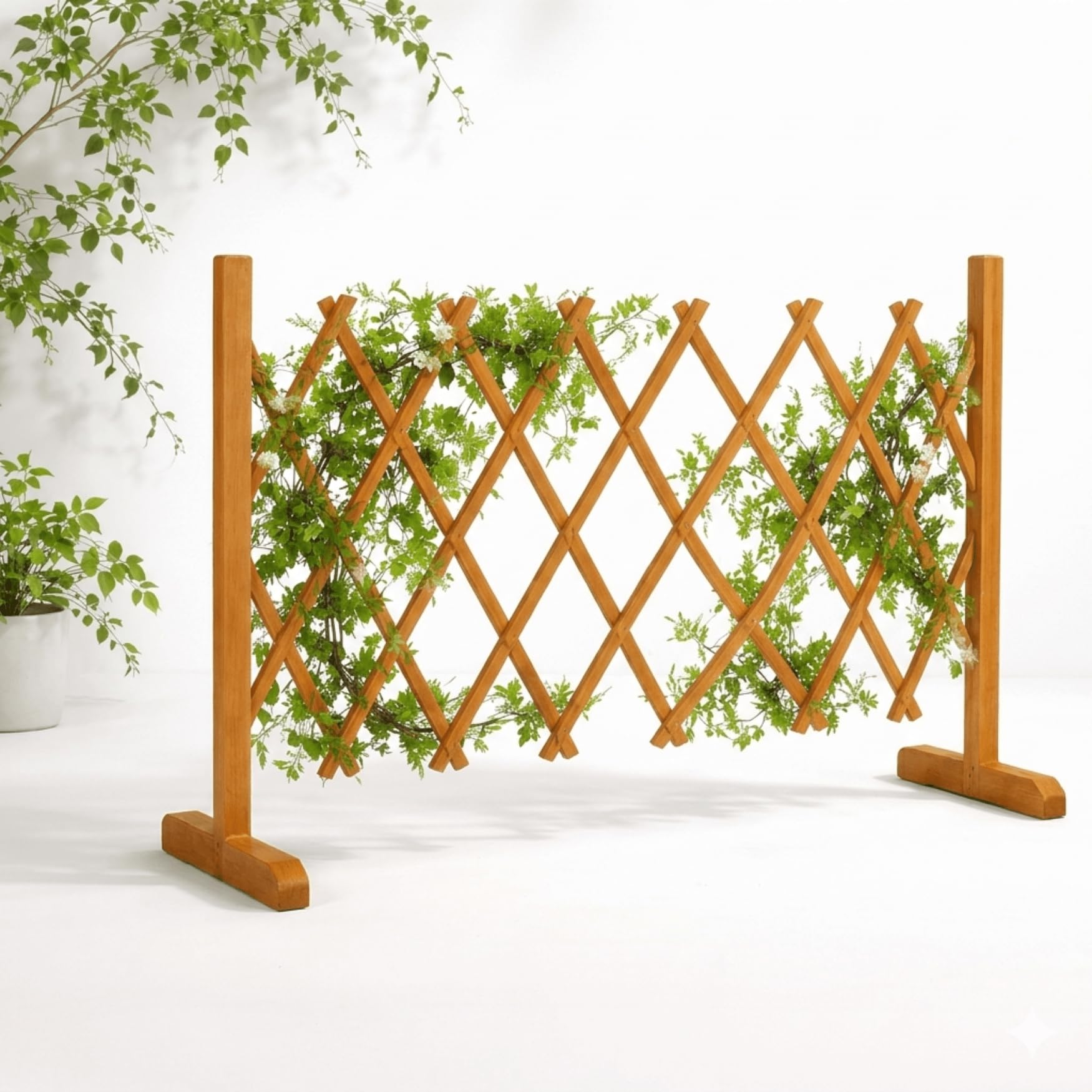 Staccionata in Legno Estensibile 120x120-200cm, Recinto a Rombo per Giardino ideale per Giardino, Bar, Ristoranti e Centri Commerciali – Divisorio Salvaspazio e Resistente