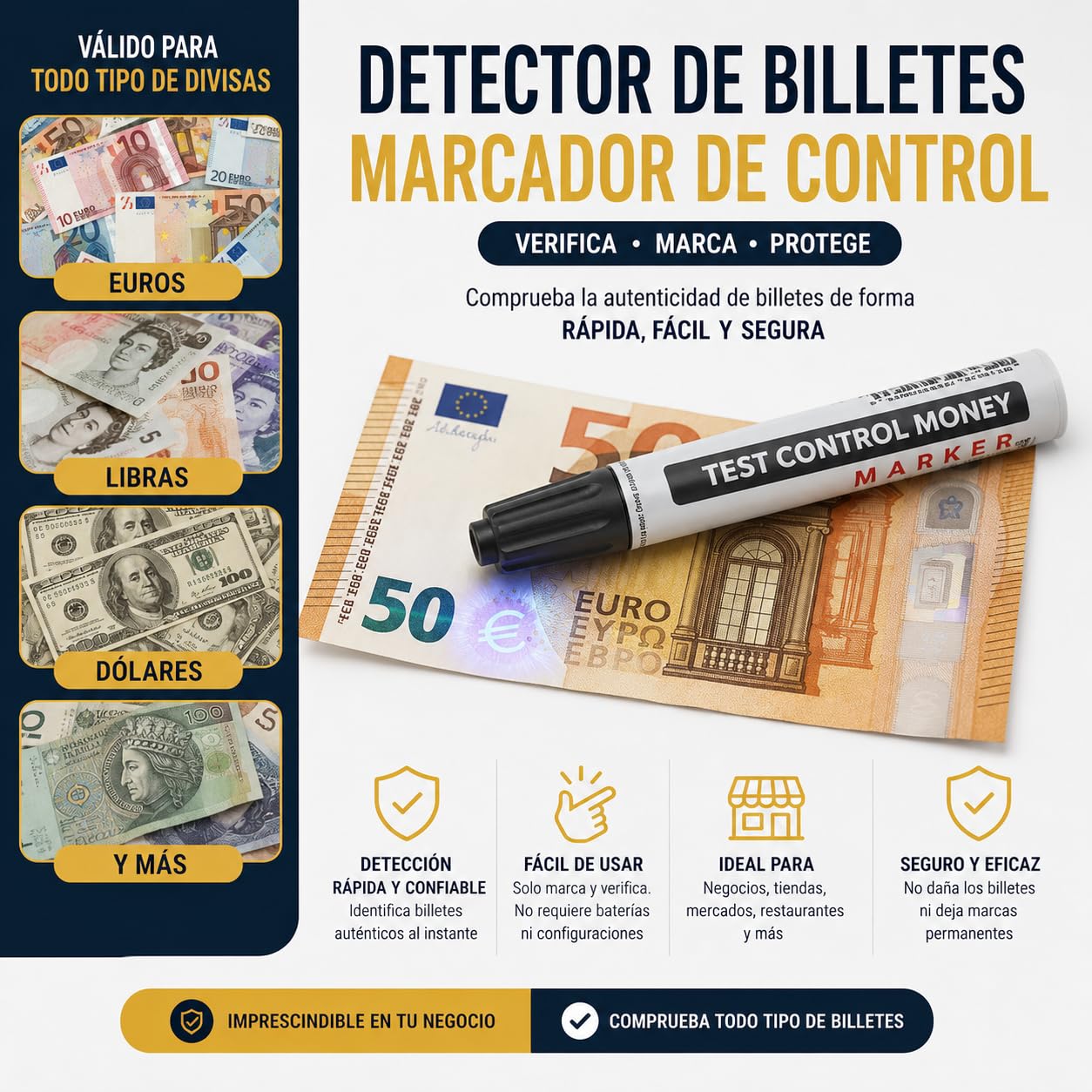 LEMON BLUE Rotulador Detector de Billetes Falsos Pack 2 Unidades