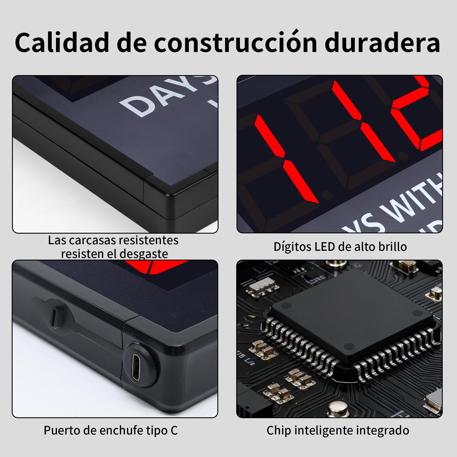 Marcador digital de seguridad (31,5 x 26 cm) – Días sin accidentes – Indicador electrónico de seguridad laboral para montaje en pared – Rastreador de estadísticas de accidentes para fábrica, oficina