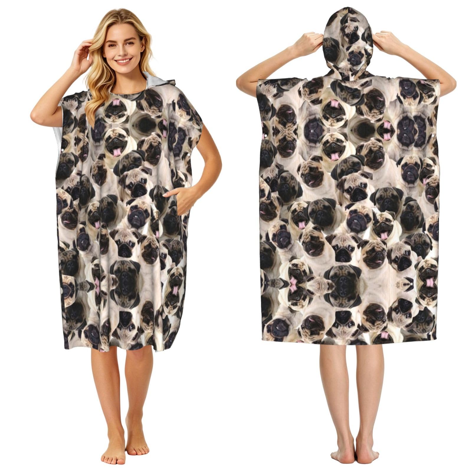 ESNAIUVCD Dog Print Changing Robe, Hooded Towel Poncho For Swimming Pool, Beach,Quick Dry Light Weight Towelling Poncho