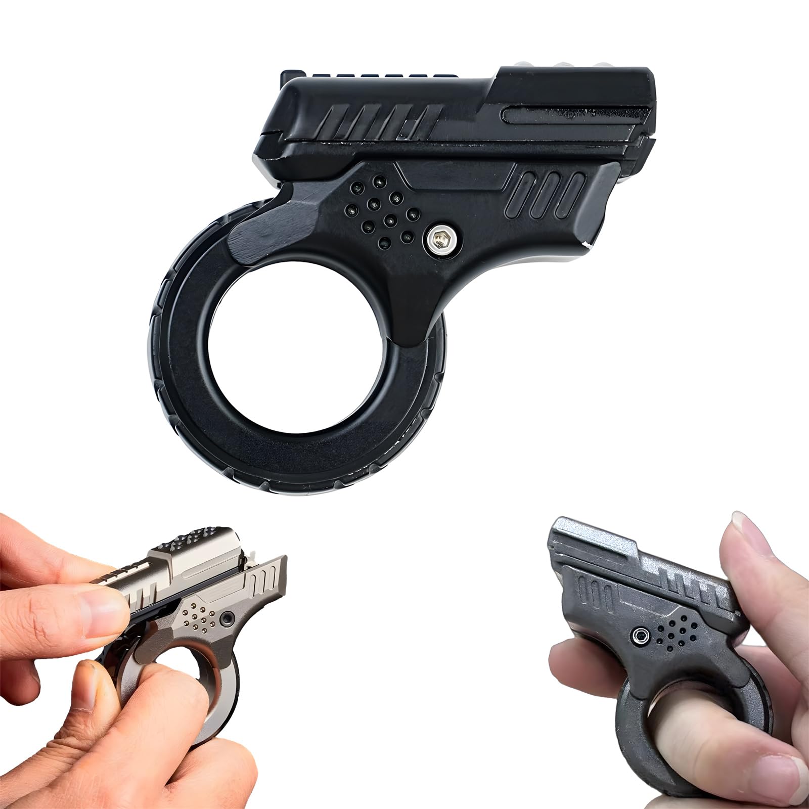Fidget Gun Slider, Zoom Gun Fidget Toys, Metal Alloy Fidget Toy Gun Slider, Ring Fingertip Toy Gun Adult Fidgety Anxiety Sufferers Stress Relief Relax ADHD EDC Gyro Finger Fidget Toy