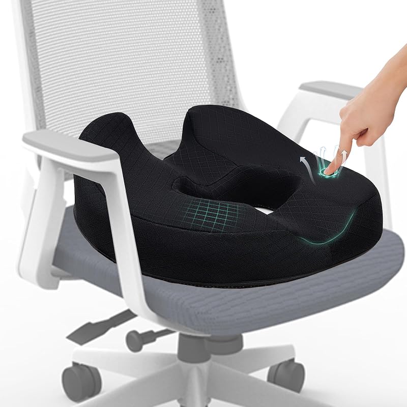 ZHOOGE Ortopédikus Ülőpárna Fánk Alakú Coccyx Párna Memóriahabos Fekete