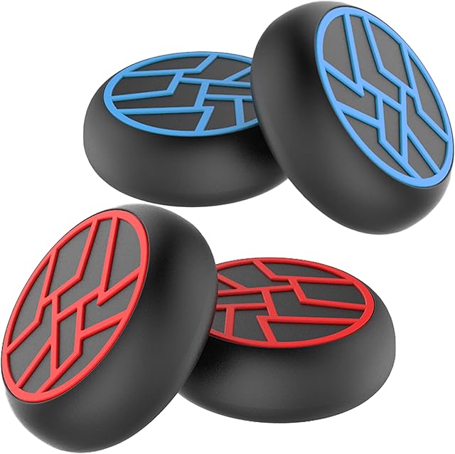 MatoSan® 4 Red/Blue Thunder Caps Thumpstick Grip PS4 PS5 Accessories for Playstation 5 Controller PS5 Controller Stick Joystick Attachment Silicone For Xbox One Series PS5 Controller PS4 Accessories