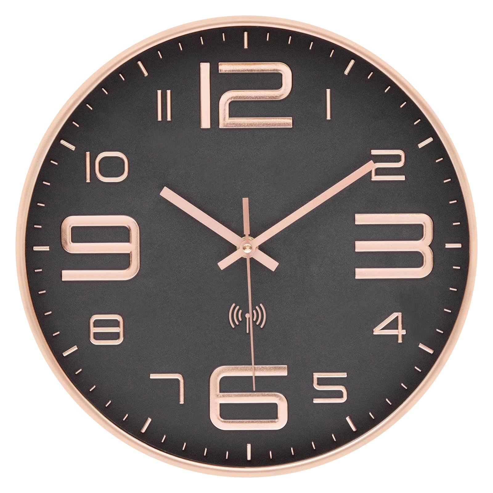 VIVILINEN Wanduhr Funk mit Großen Zahlen Funkuhr Wand Lautlos Wanduhr Ohne Tickgeräusche Funkwanduhr Geräuschlos Küchenuhr Funk für Wohnzimmer Schlafzimmer Küche Büro 30cm