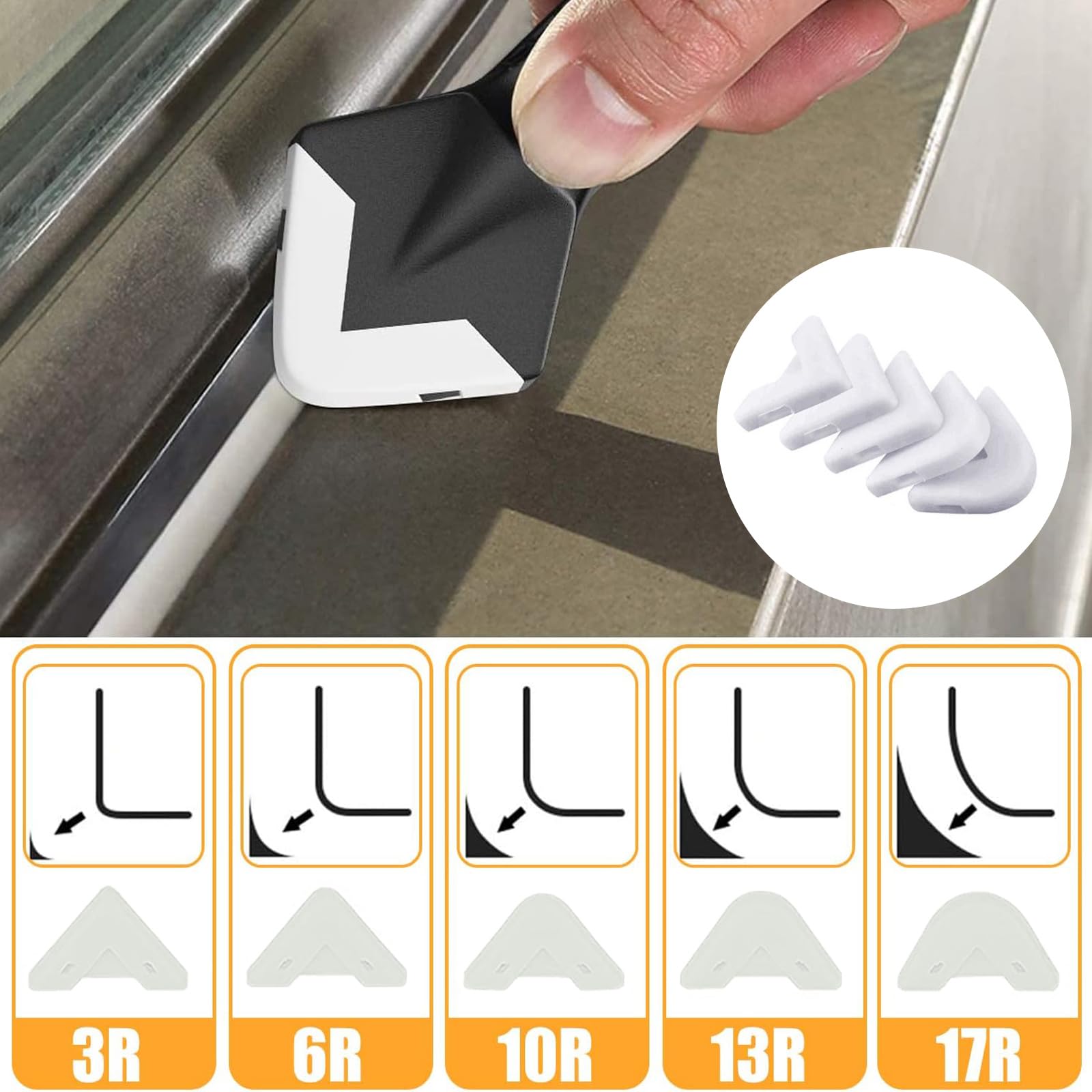 Kit rimozione silicone 5 in 1, coltello giunture acciaio inox, 6 pastiglie intercambiabili