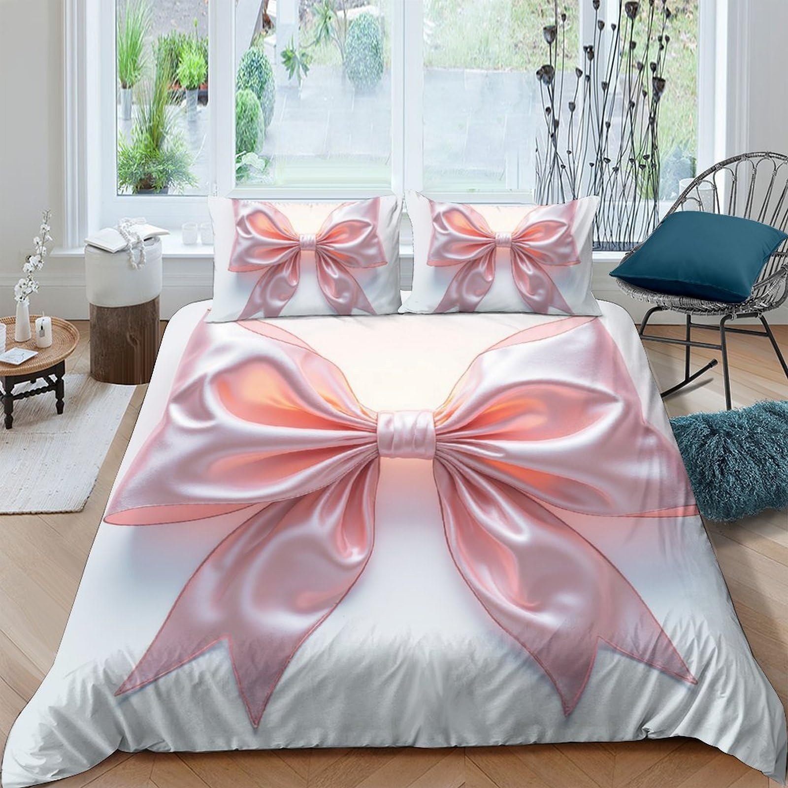 Ctjqhvkz Style-6 3D Printed Pink Ribbon Fitted Sheet Microfiber Soft Satin Bow Mattress Cover Bedroom Decor Anti-Slip Washable For Home Guest Room Single（135X200cm）